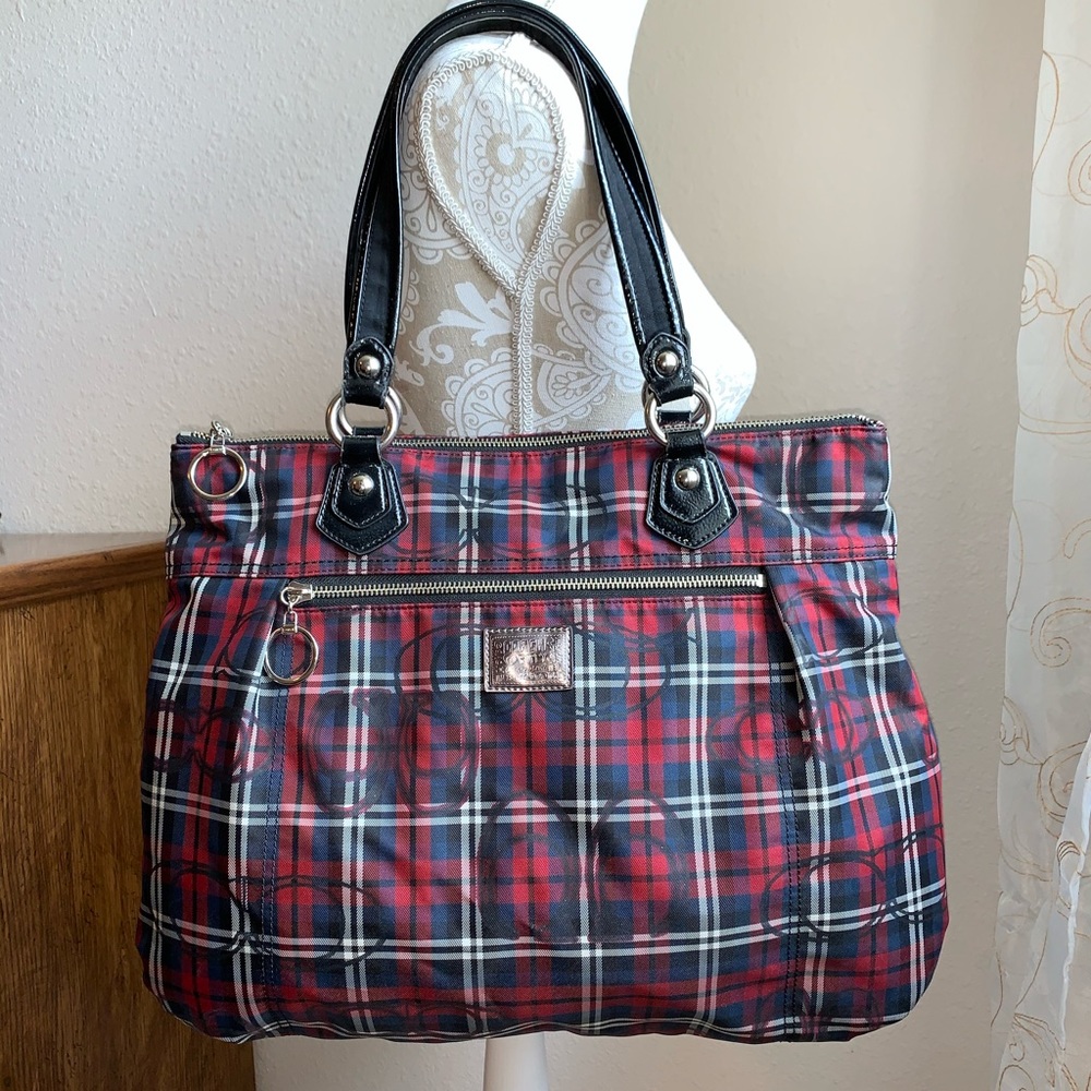 COACH 18713 Poppy Tartan Glam Tote